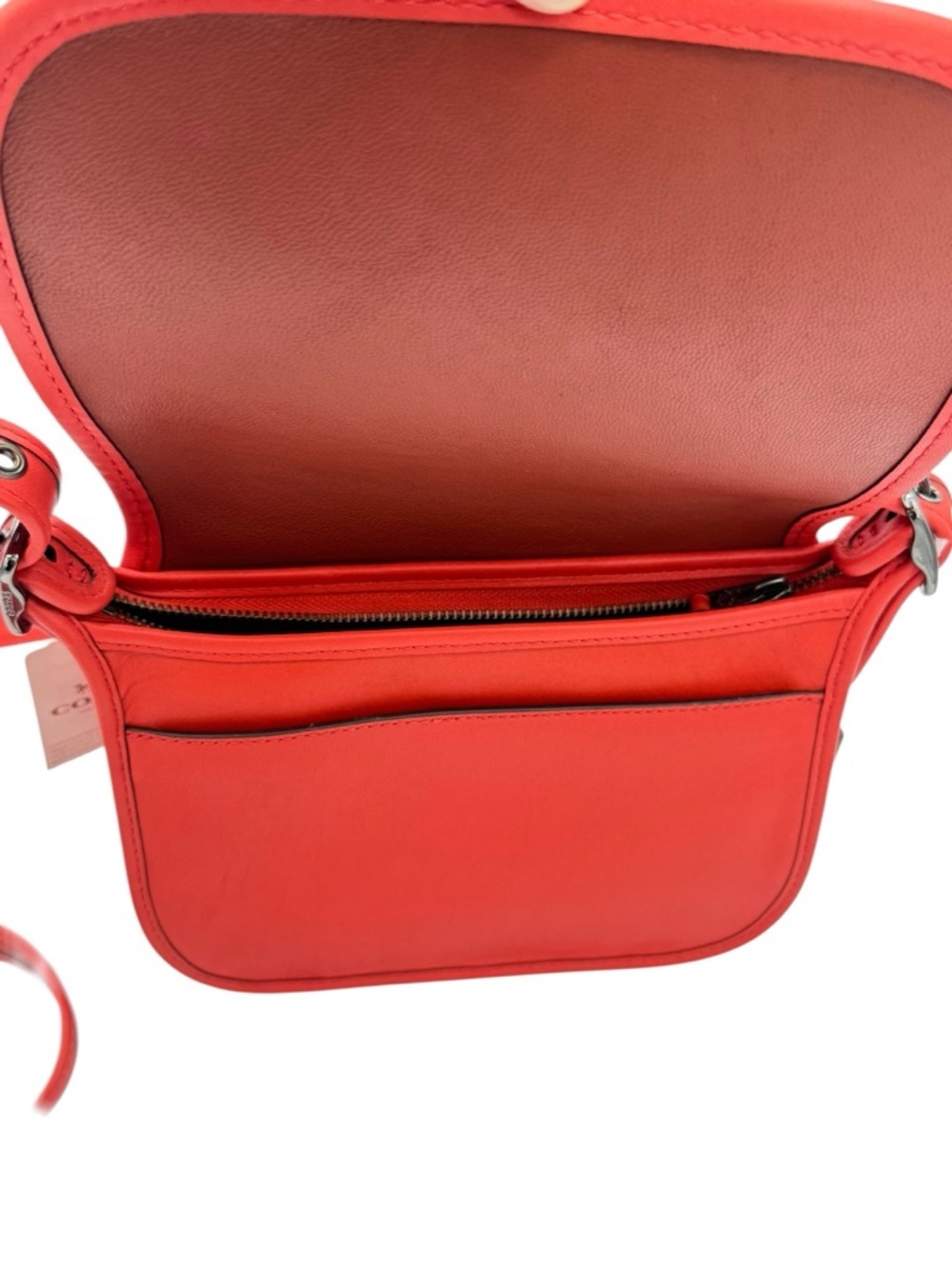 NEW Coach Saddle Bag Glovetanned Leather Deep Coral - Picture 8 of 11